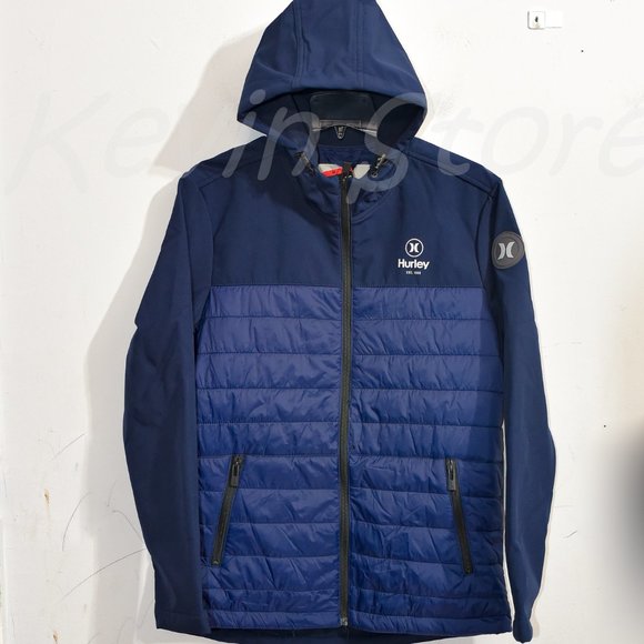 Blue NWT Hurley Men's Wind Resistant 3 Layer Fabric Jacket - Picture 2 of 7